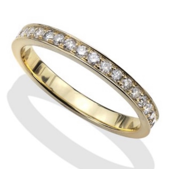 Size 8 1/2 Stainless Steel Eternity Band Gold Ring NEW - Picture 2 of 5